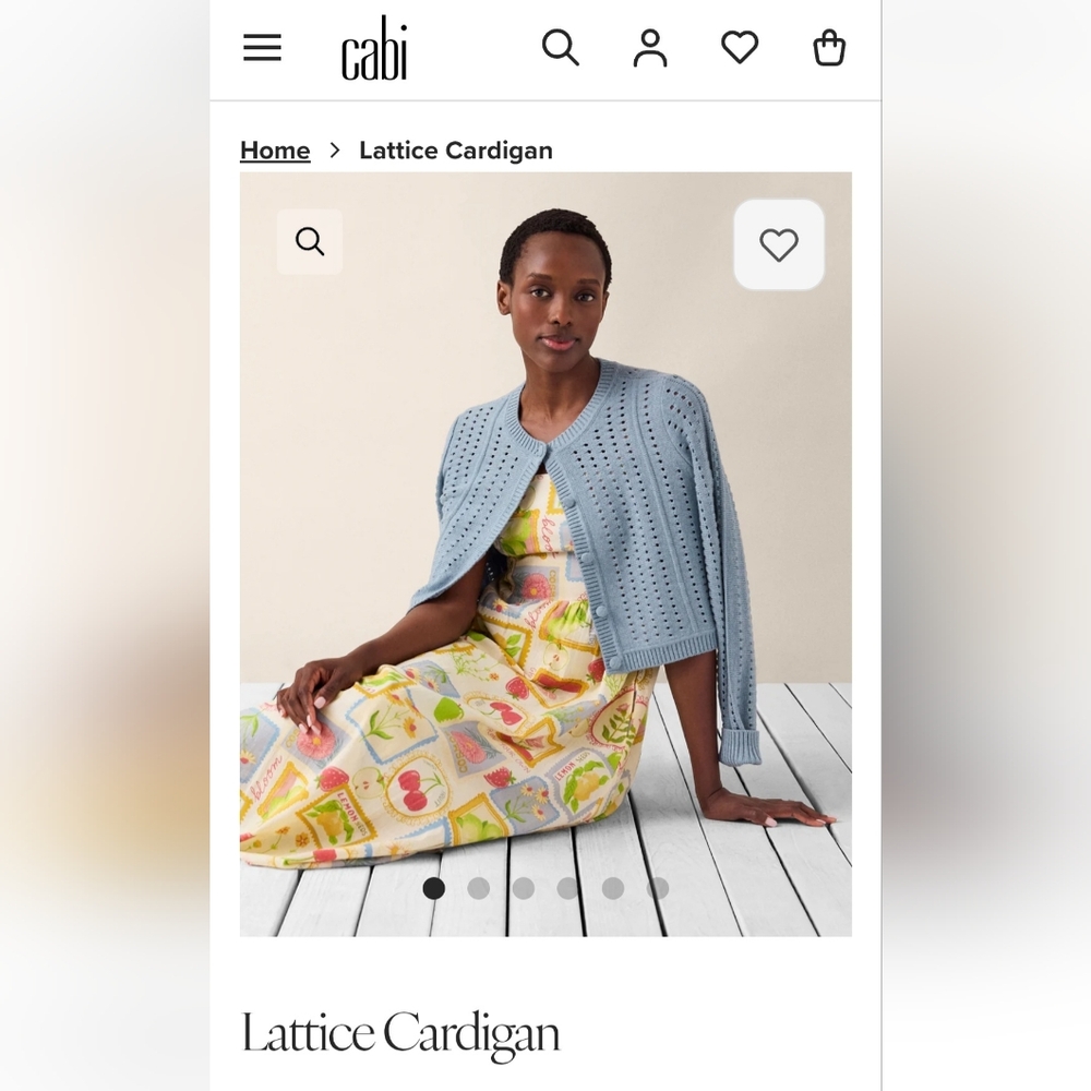 CAbi Blue Lattice Open-Knit Cropped Cardigan - Size XL